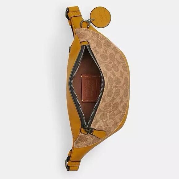 NWT Coach Warren Mini Belt Bag Colorblock Signature Canvas Tan/Buttercup CAX42 - Picture 8 of 9